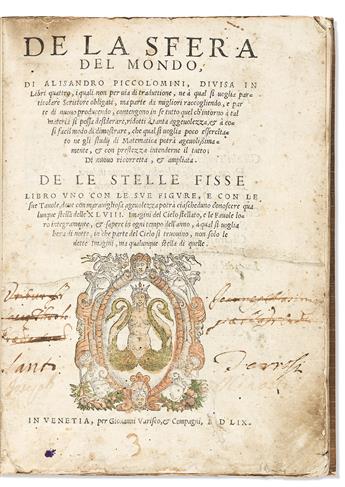 [Medicine & Science] Piccolomini, Alessandro (1508-1579) De la Sfera del Mondo; [bound with] Dela Stelle Fisse.